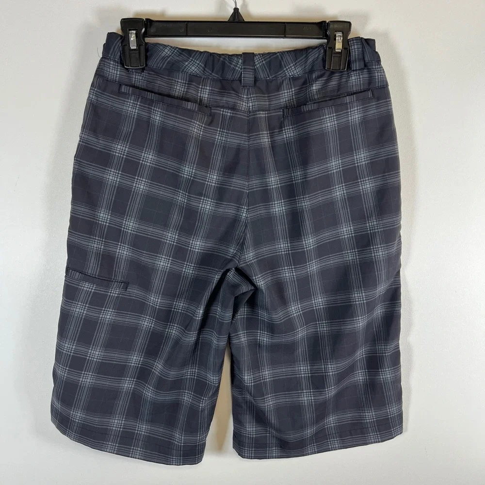 Nike Golf Dri-FIT Plaid‎ Shorts Boys XL Grey Black Checkered Performance 508412
